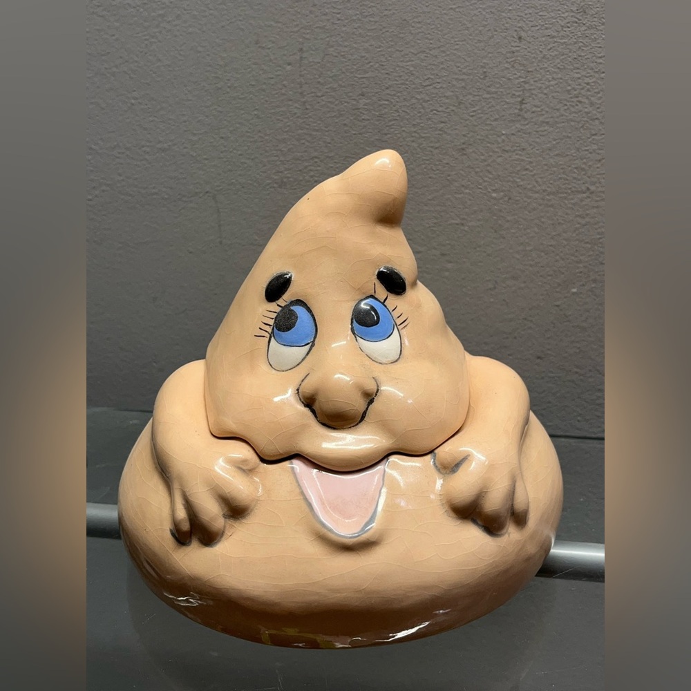 Source Unknown Tan Cartoon Face Cookie Jar